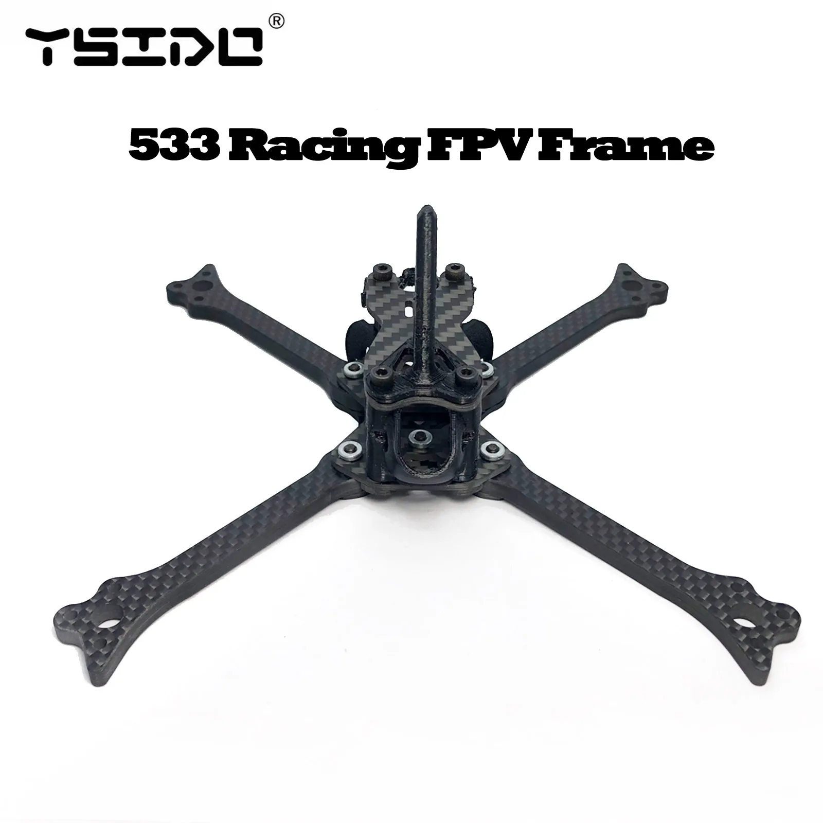 

YSIDO 533 200mm 5inch Carbon Fiber X-type Split Frame Kit with 5mm Arms for five33 FPV RC Quadcopter Drone