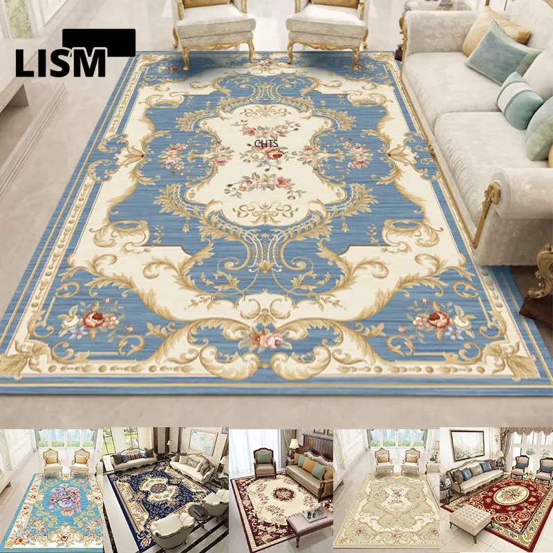 

Living Room Carpet Floor Mat Home Decoration New Classical Modern Style Non Slip Bedroom European Floral Rectangle Vintage Rug