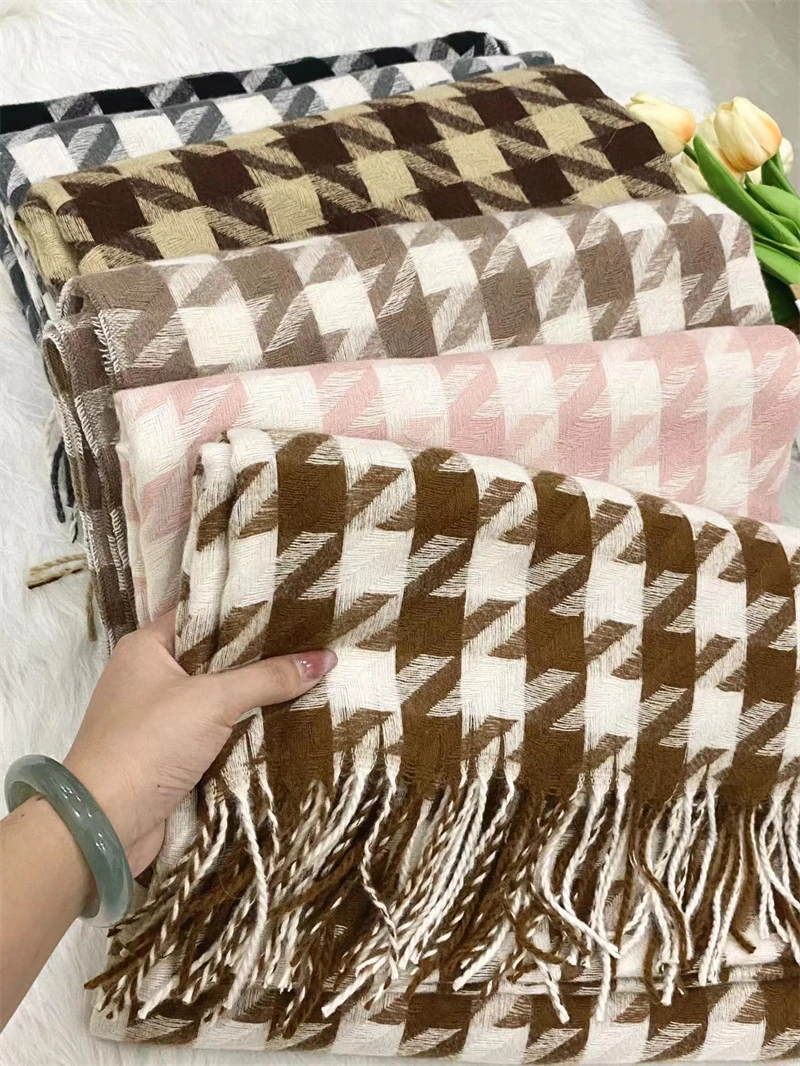 

2022 Модный Универсальный теплый кашемировый шарф, клетчатая шаль высокого качества для мужчин и женщин, кондиционирующая комната, женский п...