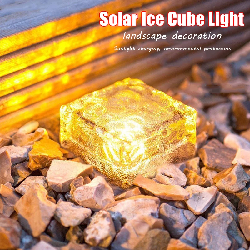 

Solar LED Ice Brick Light Imitation Glass Outdoor Courtyard Floor Tile Light Garden Landscape Decorative Buried Light.