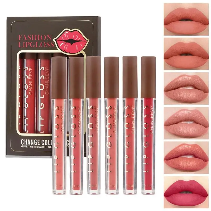 

NEW 6pcs Velvet Matte Lip Gloss Set Waterproof Long-wear Liquid Lipstick Lip Colour Lips Daily Makeup Women Cosmetics