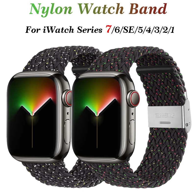 

Ремешок нейлоновый для Apple Watch Band 44 мм 42 мм 38 мм 40 мм, эластичный соло-браслет для IWatch 7 6/SE/5/4/3, спортивный мягкий браслет