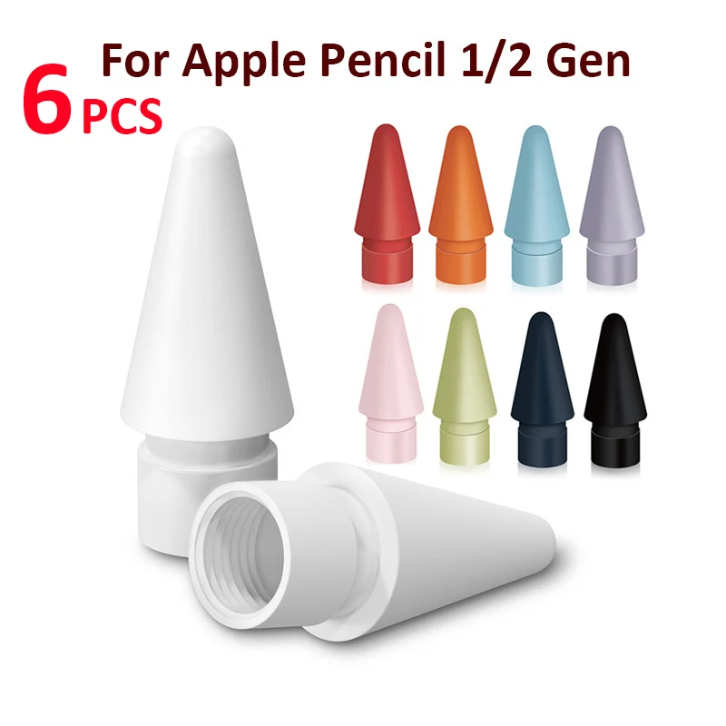 

6 шт., сменные наконечники для Apple Pencil 2 Gen, наконечники iPencil Nib для iPad Pencil 1-го/2-го поколения HB 2B, запасные перья