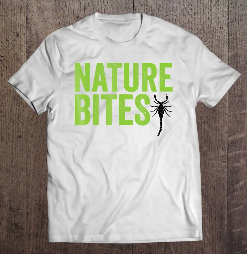 

Забавная Мужская футболка Nature Bites Scorpion для отдыха на открытом воздухе, походов, пары, уличная одежда, графические футболки большого размера, ...