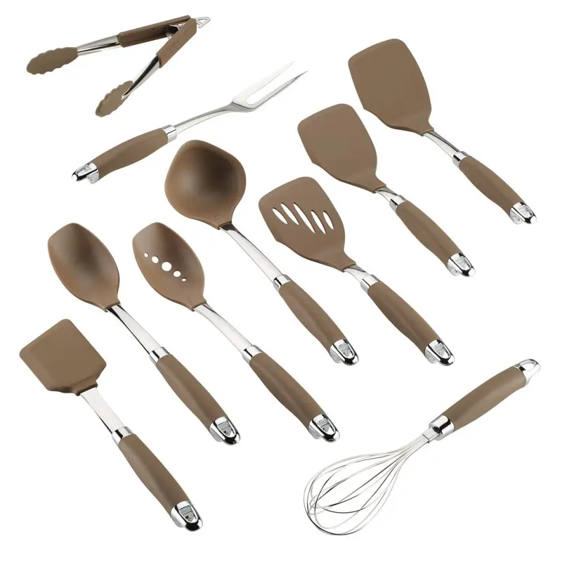 

Tools and Gadgets SureGrip Nonstick Kitchen Utensil Set, 10 Piece, Nylon, Bronze