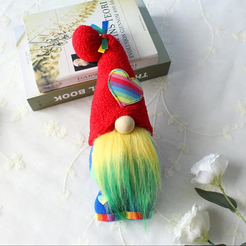 

Rainbow Gnome Plush Doll,Tomte Handmade Doll,Elf Scandinavian Plush Elf Toy,Rainbow Day Gift Swedish Dwarf Figurine Table Decors