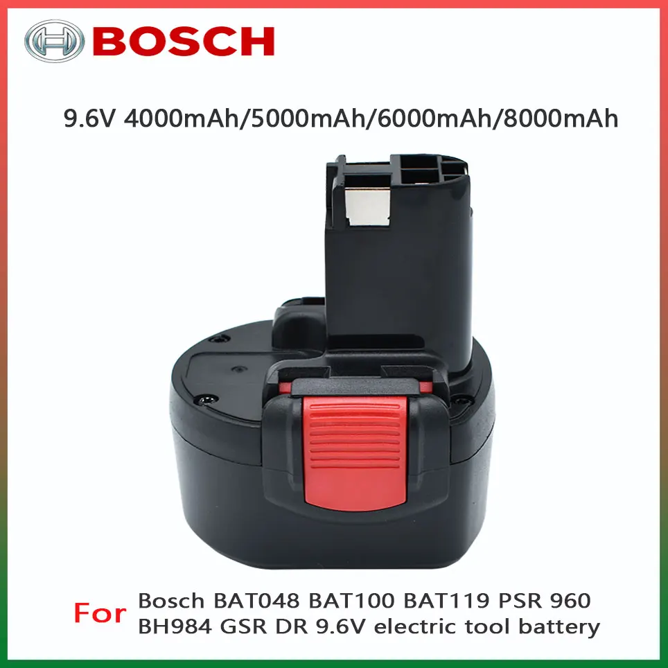 

Bosch 9.6V 4000mAh BAT048 Ni-MH Rechargeable Battery for Bosch BAT048 BAT100 BAT119 PSR 960 BH984 GSR DR 9.6V Power ToolsBattery