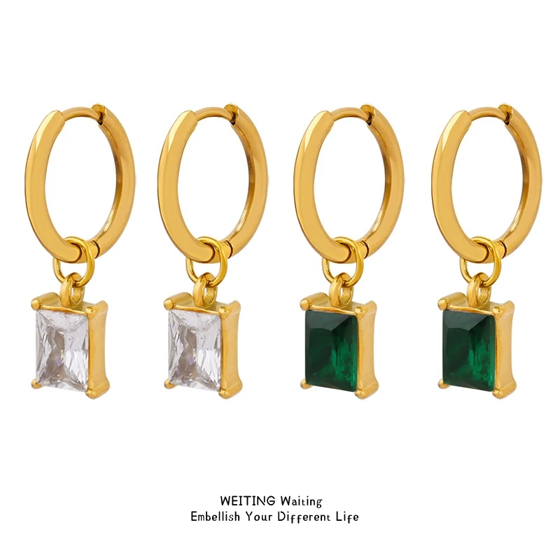 

Fashion Minimalist Clasp Zircon Pendant Earrings for Women Exquisite Earing Gold-plated Stainless Steel Accessories Fine Jewelry