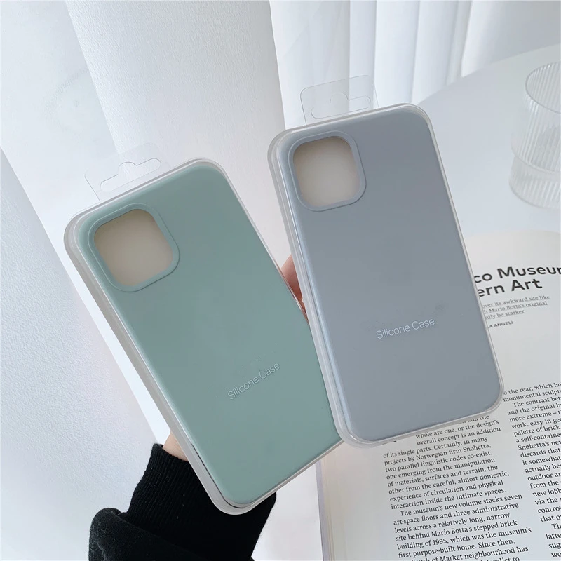 For Apple iPhone 11 12 13 Pro X XR XS Max 7 6 8 6S Plus Official Liquid Silicone Case Shell SE 2020 Mini Full Cover Box ins Hot