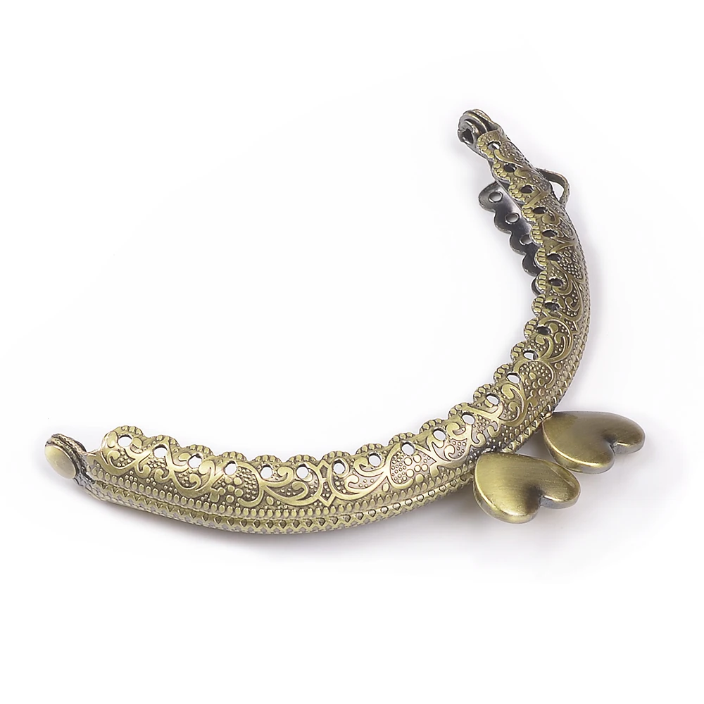 10pcs/lot DIY8.5cm Round Metal Purse Frame Handle for Clutch Bag Accessories Making Kiss Clasp Lock Antique Bronze Bags Hardware