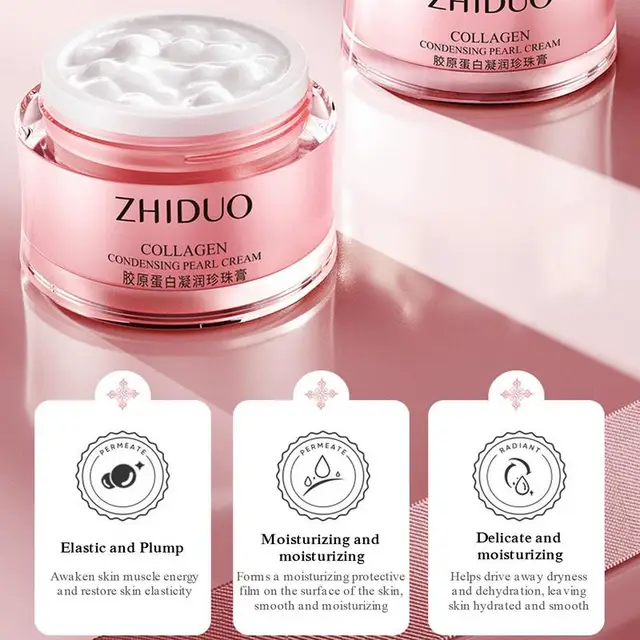 Collagen Moisturizer For Face Hydrating Pearl Cream For Face Day And Night Facial Cream To Deep Repair Whiten And Soften Facial 3