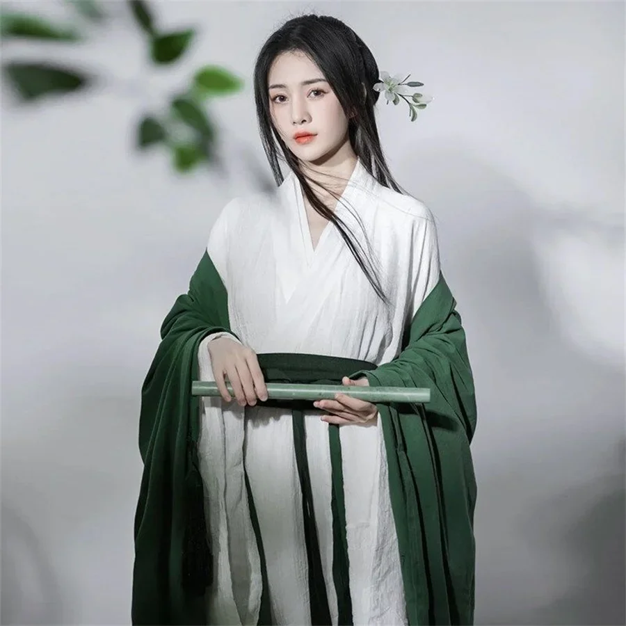 Фото Hanfu-Кардиган traditionnel en mousseline de soie pour femmes, manteau de style chinois, Pure Han Tang Prairie, vêtements №2