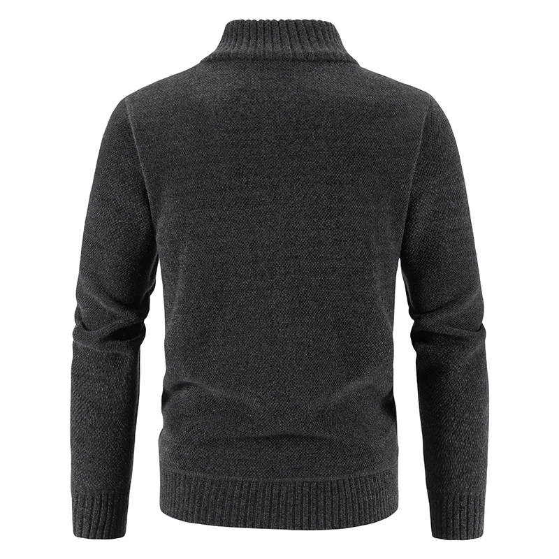 Мужской вязаный кардиган с воротником-стойкой на молнии