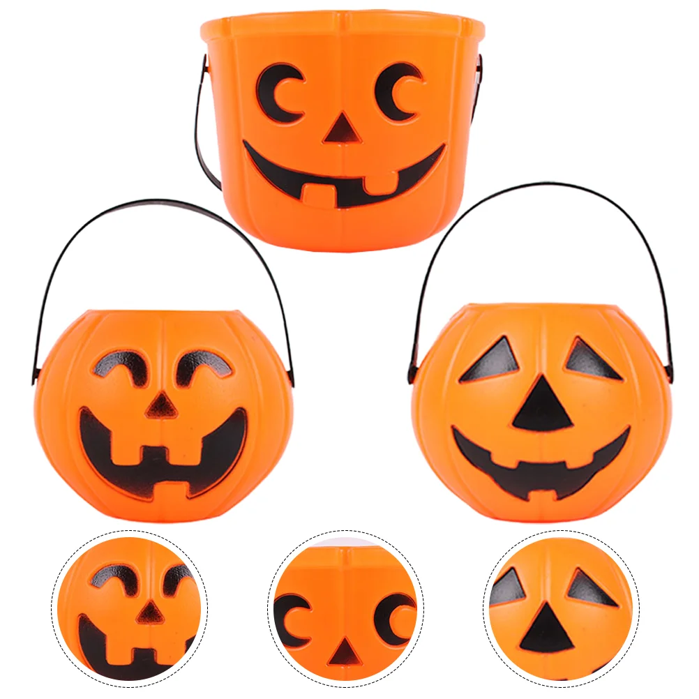 

Pumpkin Bucketcandy Or Trick Treat Buckets Forkids Mini Pail Holder Basketportable Party Pumpkins Children Treating Favors