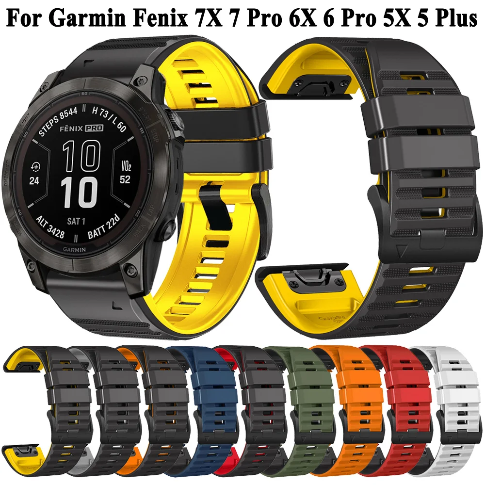 Силиконовый ремешок Quickfit для Garmin Fenix 7 7X Pro 6X 6 5 5X Plus часов быстросъемный браслет 26