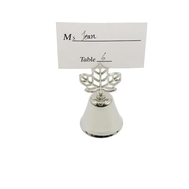 

10pcs X Wholesales Lustrous Leaf Silver Bell Place Card Holder/Photo Holders Autumn Themed Wedding Decoration Favors