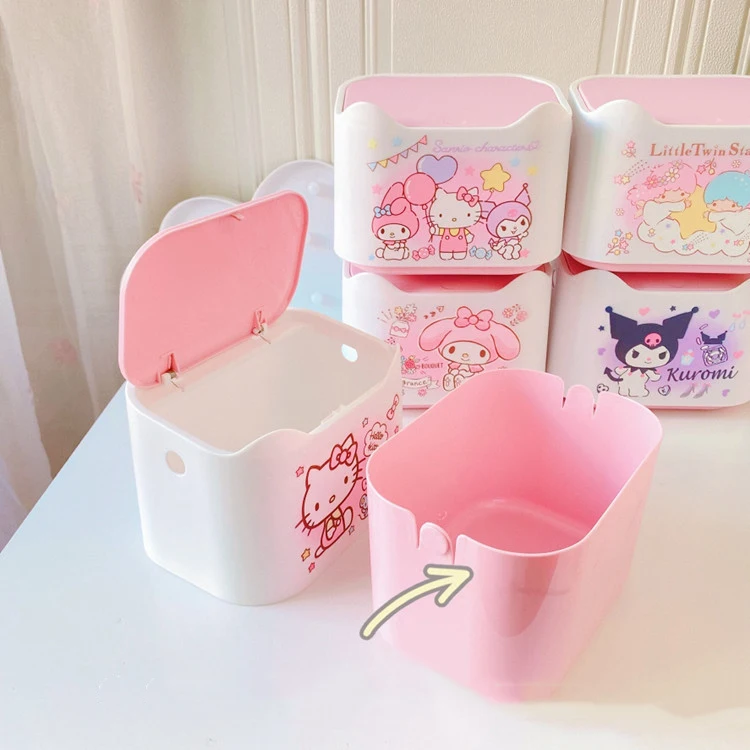 

Настольный органайзер Kawaii Sanrio, мультяшный Kitty Kuromi My Melody, маленькие двойные звезды, коробка для хранения, милый флип-чехол, настольные игрушки...