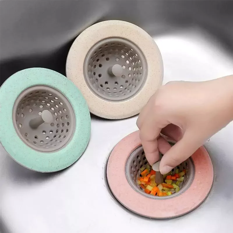 

4 Color Kitchen Sink Drain Plugs Strainers Bath Drain Stopper Sink Floor Drain Plug Sewer Filter Mesh Hair Catcher Accessory