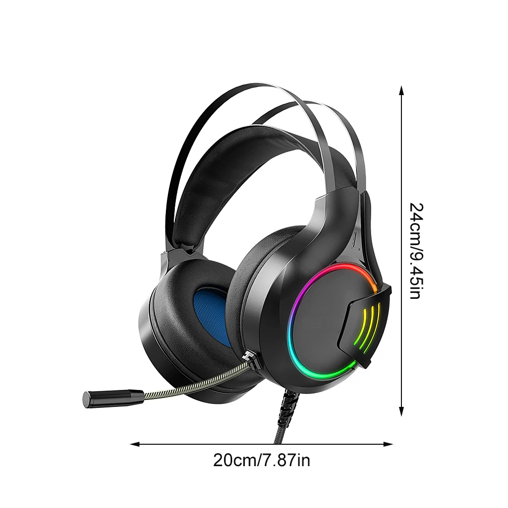 

Наушники Gamer, объемный звук, стерео, проводные наушники, USB микрофон, красочный светильник, PCLaptop, игровая гарнитура