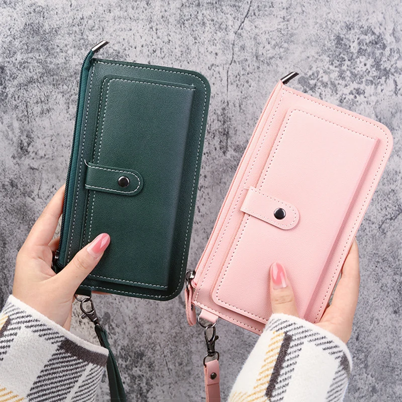 

2022 New Women's Wallet Multifunctional Fashion PU Leather Long Wallets Multi-card Position Clutch Buckle Zipper Student Wallet