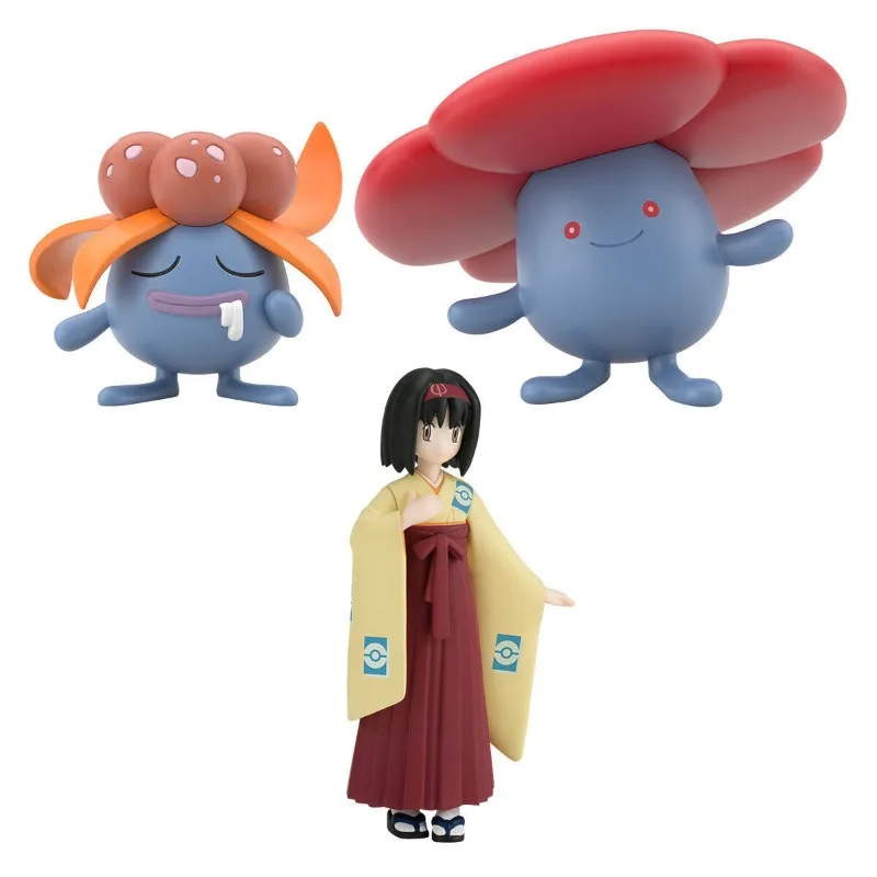 Фото В наличии: Оригинальные фигурки Bandai Shokugan Pokemon Erika, Gloom, Vileplume — персонажи аниме для рождественского подарка, коллекционные игрушки-модели №2