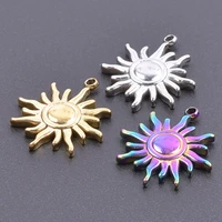 5pcslot gold color sun charms metal stainless steel pendant accessory earrings necklace keychain jewelry making for women bulk
