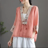 new embroidered cardigan chinese style tang suit hanfu female summer blouse retro women traditional clothing for women thin top