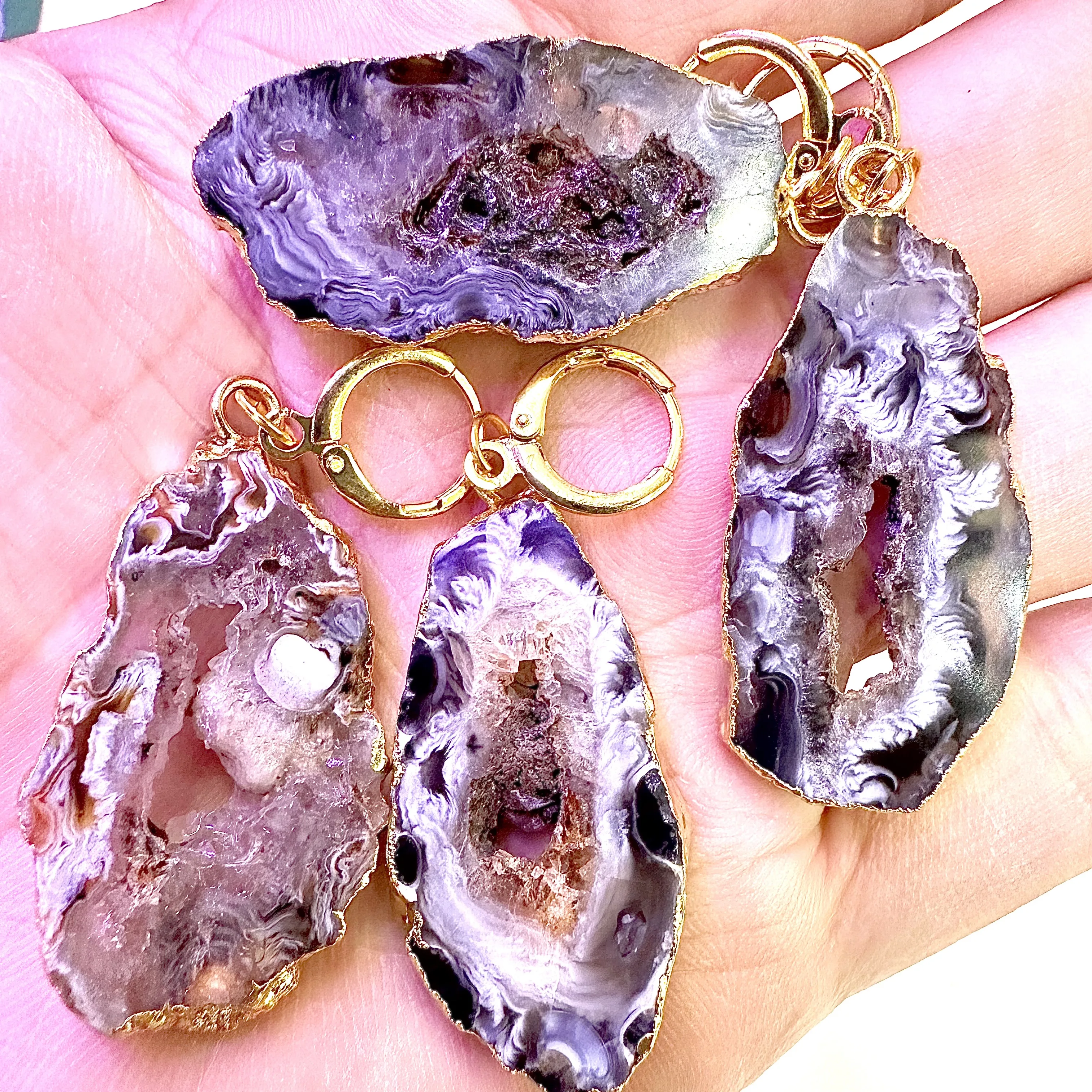 

Geode Druzy stone drop earrings for Women Gold Plated Raw Agate Slice 2023 Cute Jewelry Carve Vintage Stones Natural as gifts