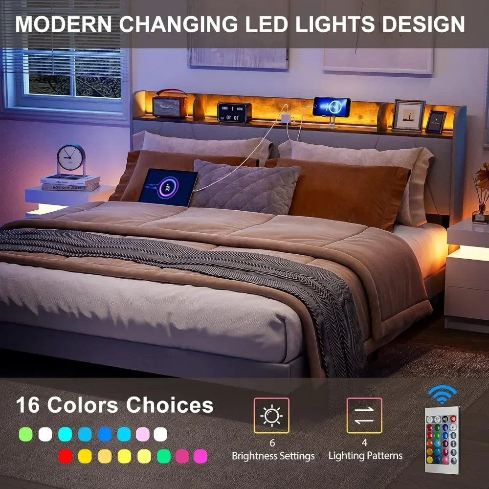 Оправы для кровати California King с зарядной станцией и полкой хранения изголовья