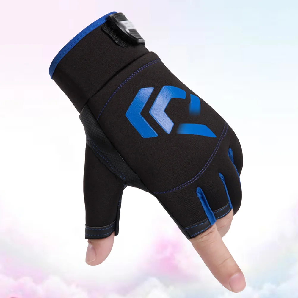 

1 Pair Fishing Gloves Riding Half Finger Anti-slip Durable Thin Breathable Fitness Outdoor Fishing Equipment (Blue)