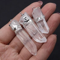 natural stone hexagonal pillar 8x35mm pendant reiki white crystal for diy making charm jewelry earrings necklace accessories