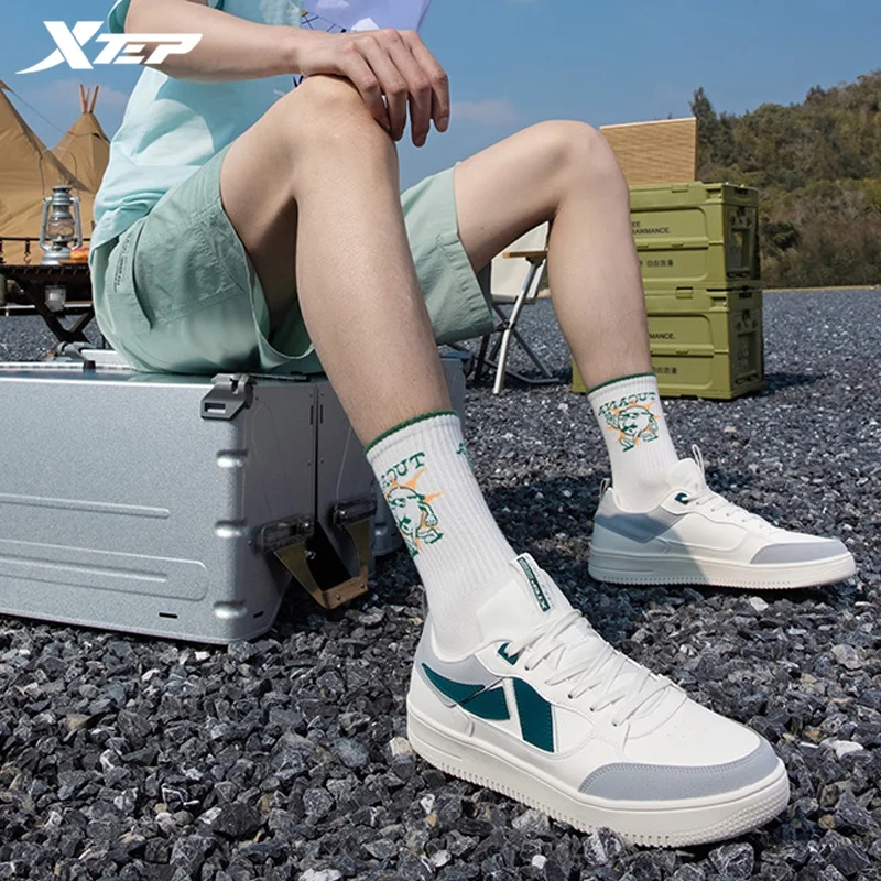 Xtep Men Skateboard Shoes Casual Sports Shoes Spring 2021 New Fashion Sneakers Lace-Up Autumn Outdoor Skate Shoes 879419310061