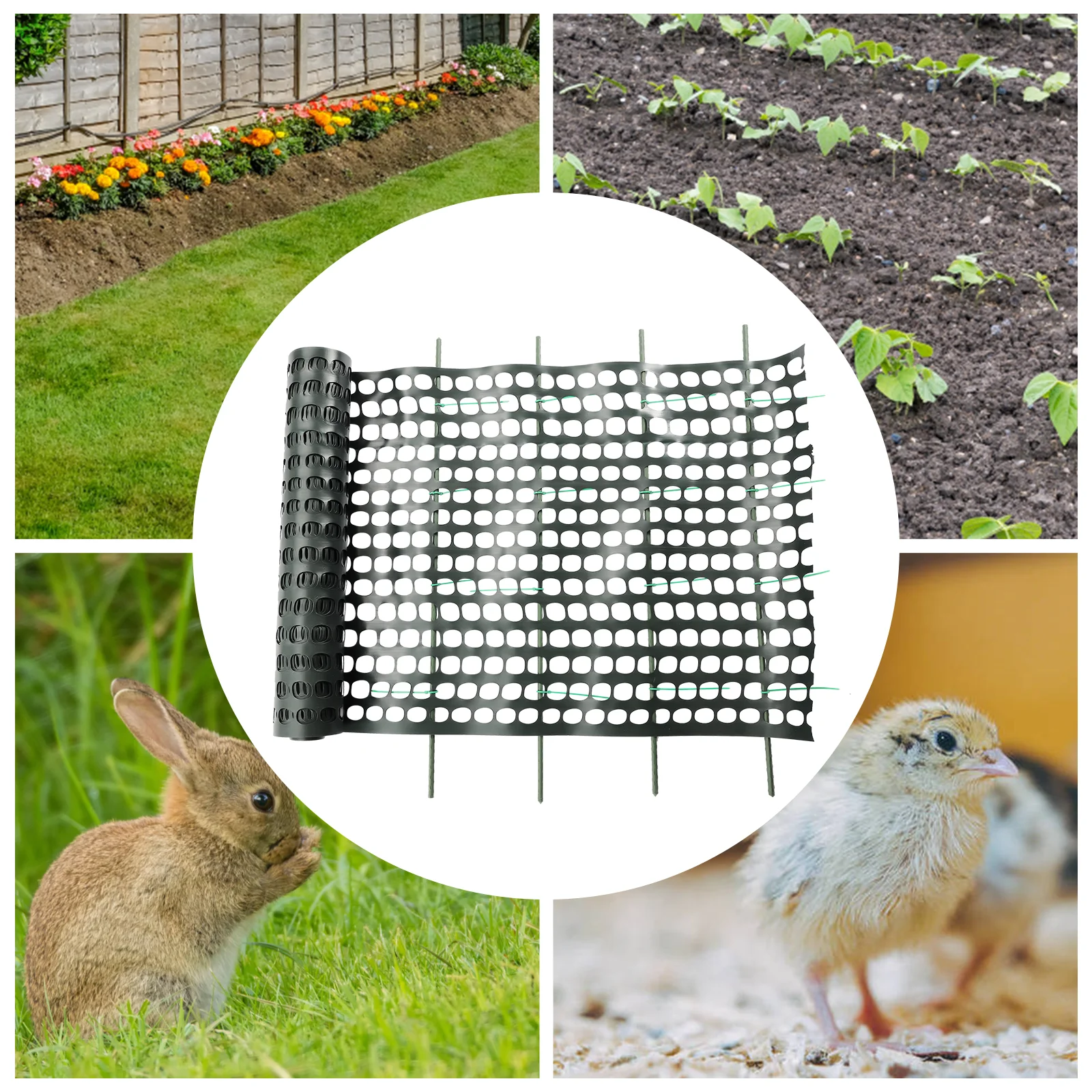 

Plastic Garden Fencing Roll Safety Construction Barrier Outdoor Snow Mesh Fence Garden Netting 2'x49.2' Feet, 1.2 Inch Mesh, 15