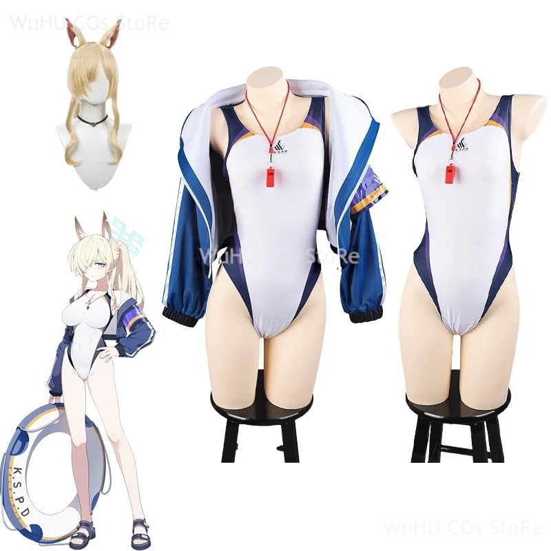 Game Blue Archive Ogata Kanna Swimsuit Cosplay Costume Cos Wig Halo Party Uniform Hallowen Play Role Clothes Clothing