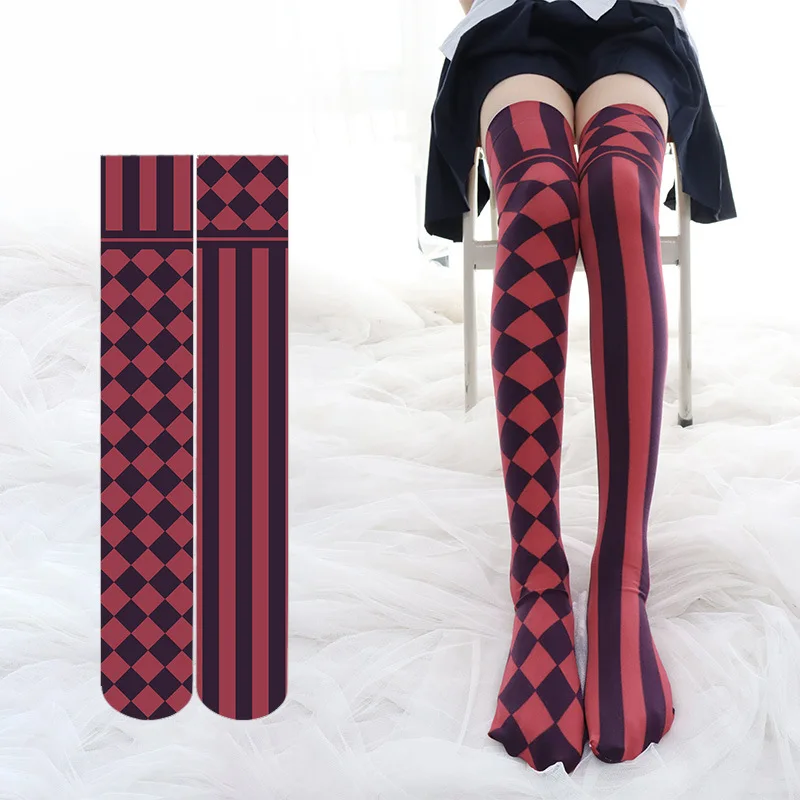 Halloween Socks High Stretch Long Socks Novelty Striped Stockings Velvet Over-the-Knee Socks 1 Pairs Compression Socks Women New