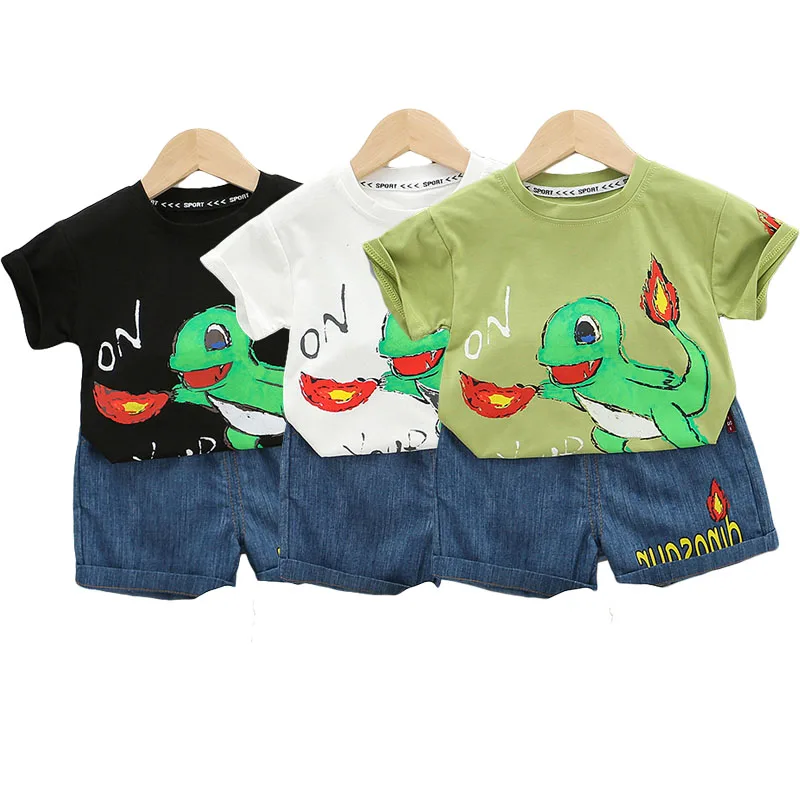

2 шт., детские футболки и шорты с принтом динозавров