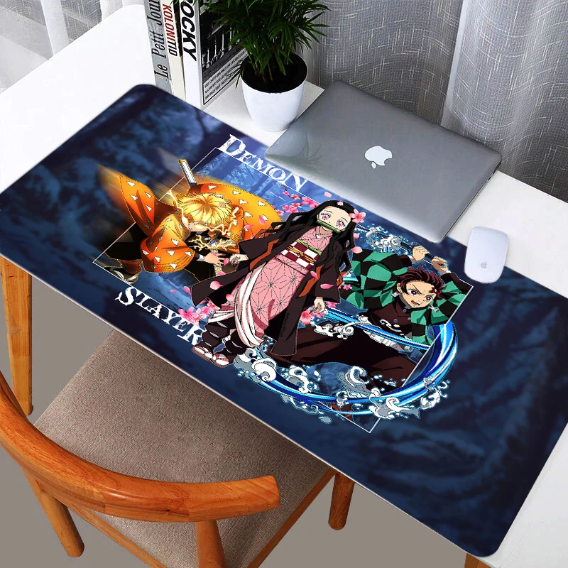 

Коврик для мыши XL с аниме «рассекающий демонов», Настольный коврик для компьютерных игр с HD-печатью и блокировкой по краю, xxl90x40 см, для клави...