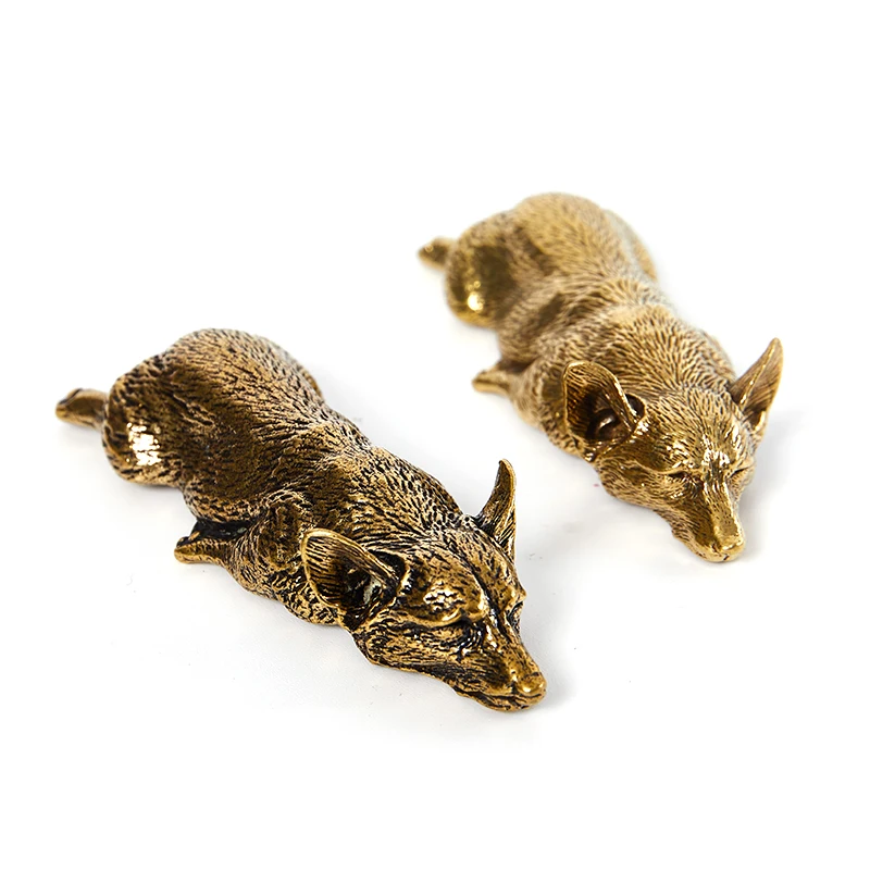

Pure Copper Welsh Corgi Puppy Miniature Figurines Solid Brass Animal Dog Desktop Ornament Decoration Crafts Paperweight Tea Pets