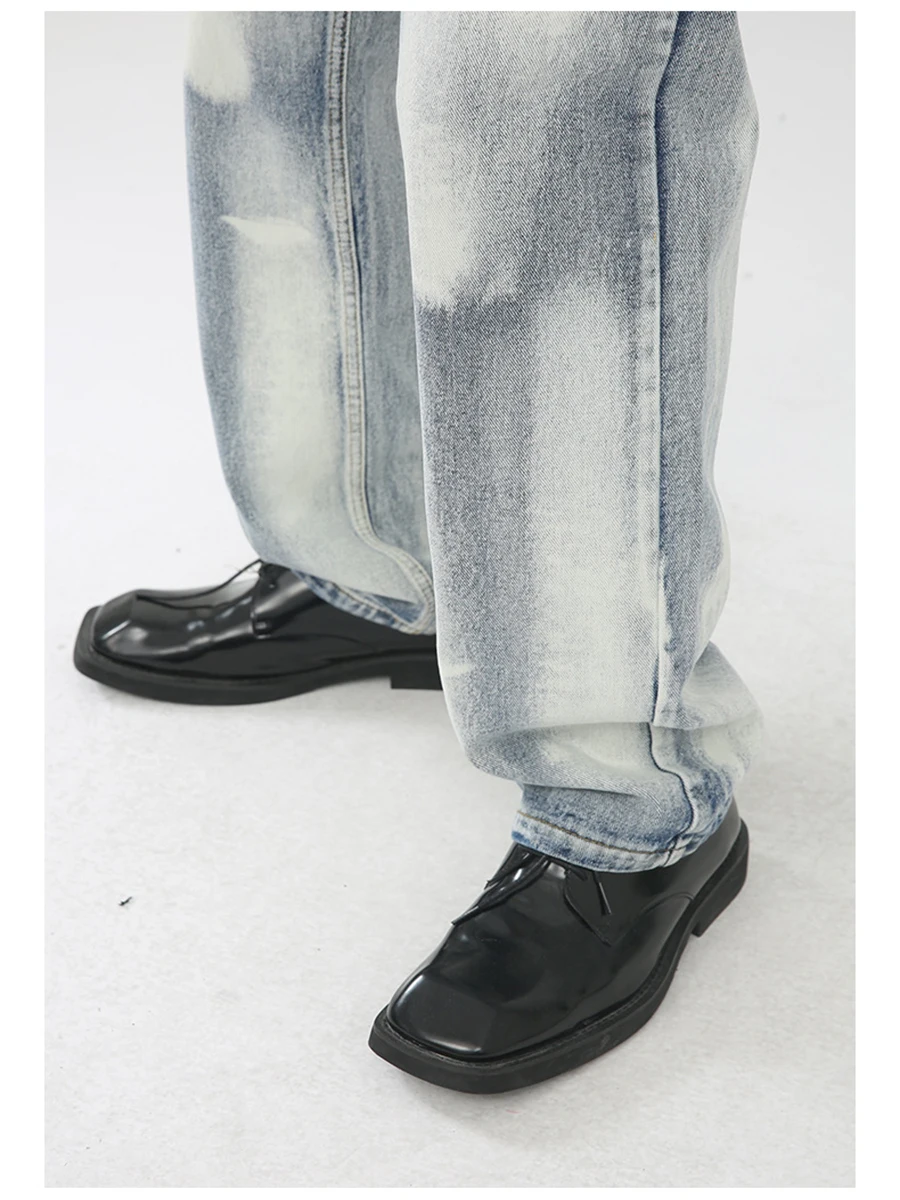 Four Seasons Men Tie-dyed Casual Jeans Korean Retro Loose Straight Pants Y2k Men Jeans Fashion Street Clothes Ins Selling Jeans