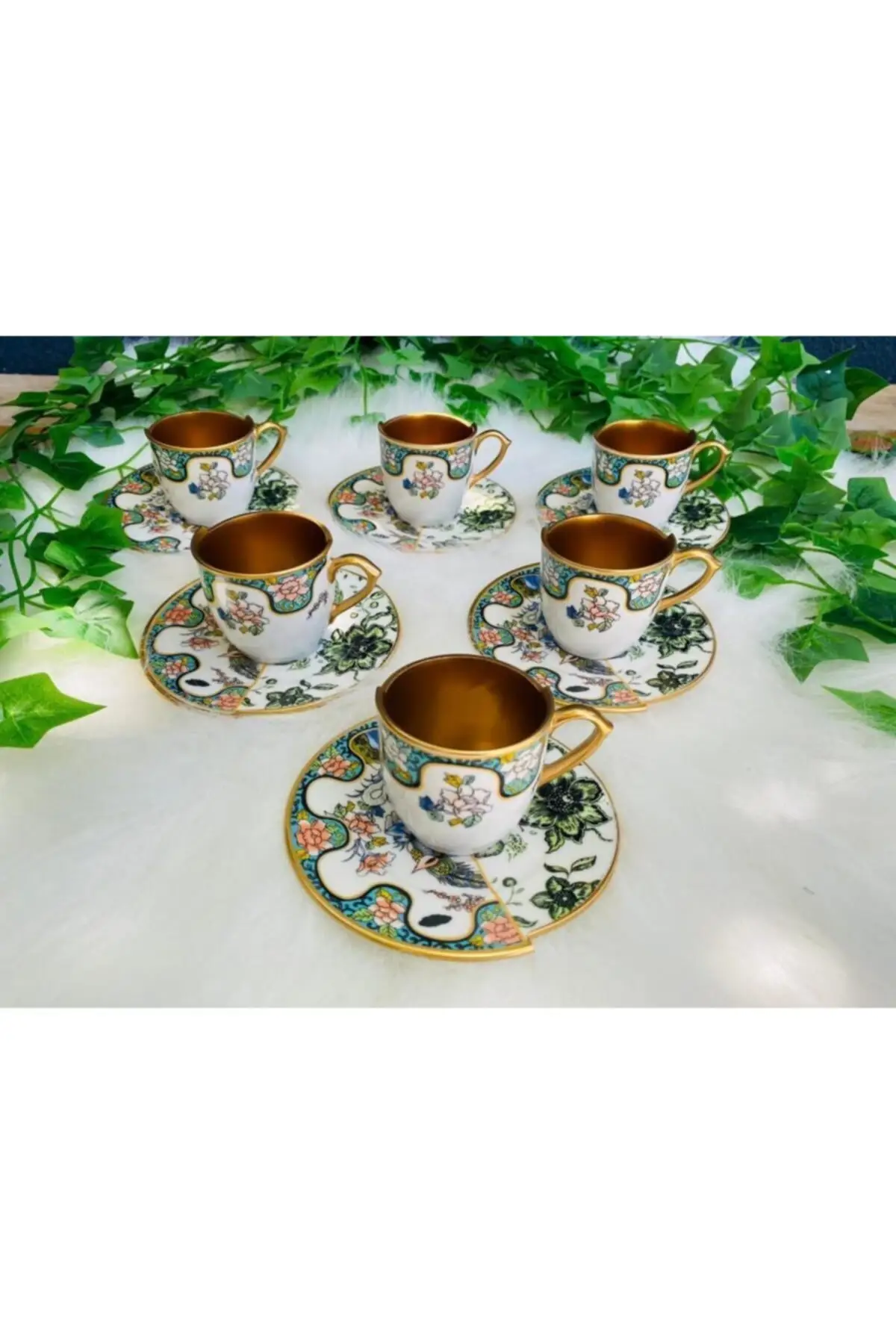 

Amazing Turkish Greek Arabic Coffee & Espresso Cup Set Bohemian Porcelain Coffee Cup Set 6 Psc.