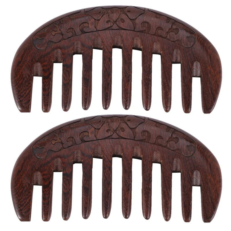 

Деревянная расческа для волос, деревянная расческа-антистатическое массажное покрытие через расческу, 2 шт.