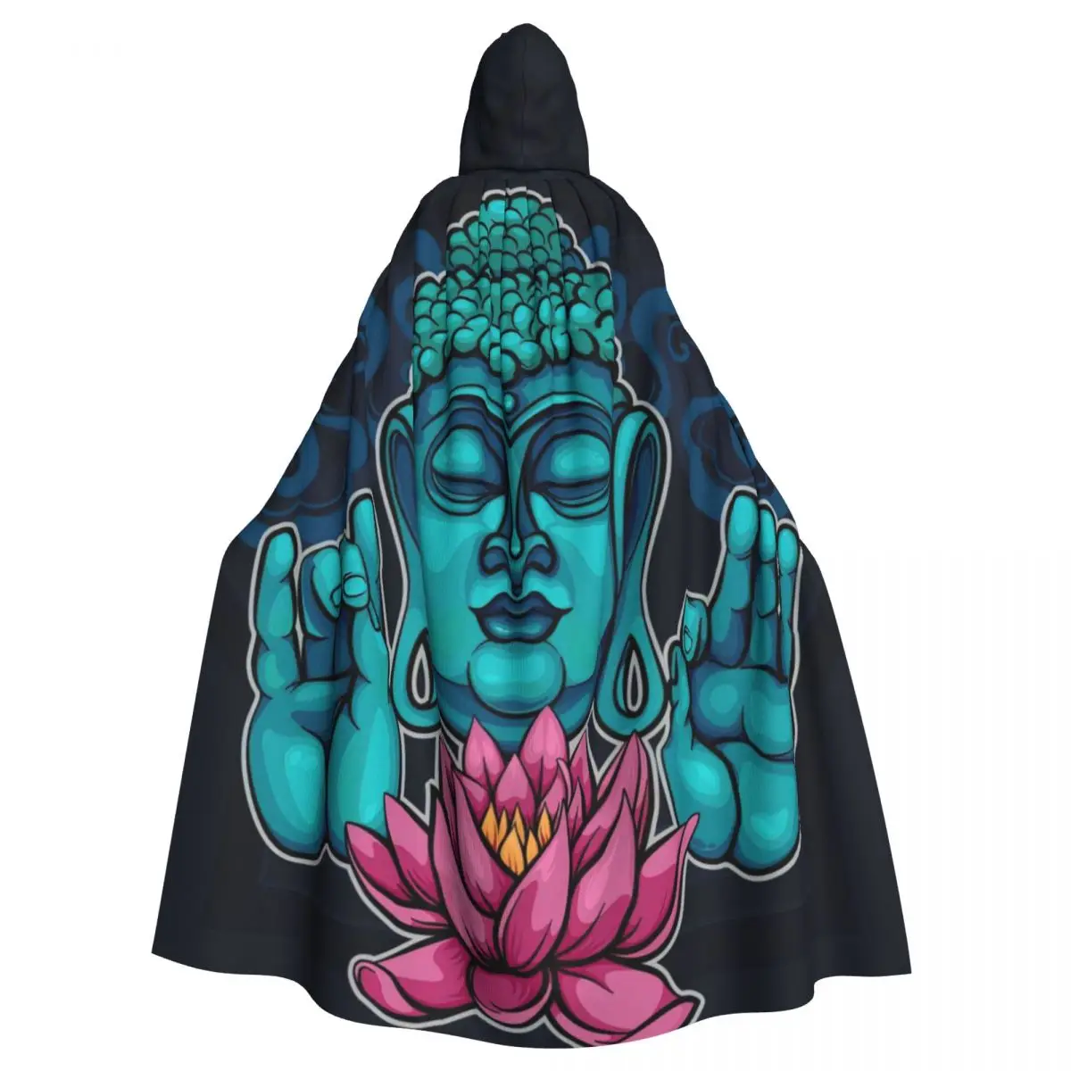 

Shows Buddha Sutra And The Lotus Hooded Cloak Halloween Party Cosplay Woman Men Adult Long Witchcraft Robe Hood