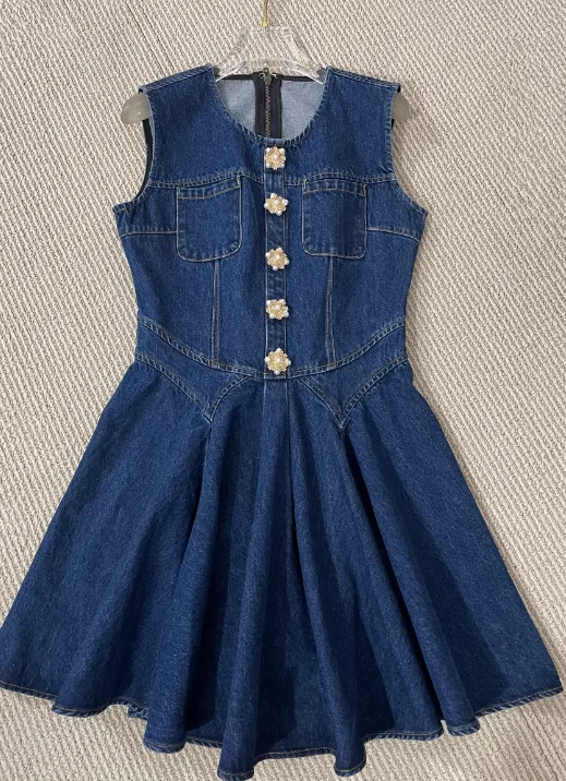 Мини-платье для женщин весна-лето винтажные халаты без рукавов с круглым вырезом