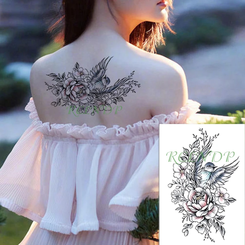

Waterproof Temporary Tattoo Sticker cute bird animal flower colorful fake tatto flash arm tatoo body art for girl women men