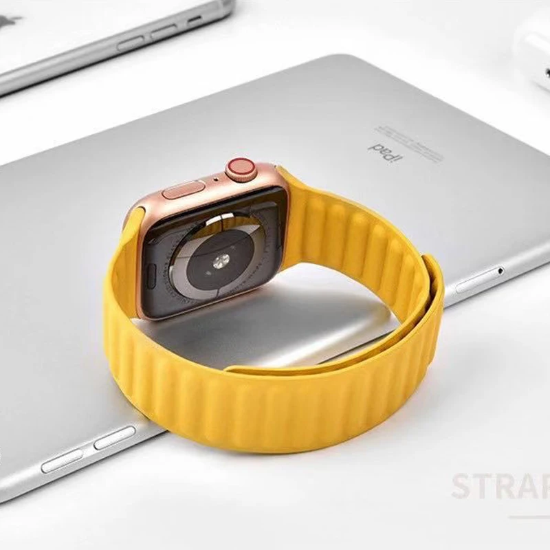 

Ремешок кожаный для Apple Watch Band 49 мм 45 мм 41 мм 44 мм 40 мм 42 мм, оригинальный звеньевой браслет с магнитной петлей для iWatch Ultra 8 7 6 SE 5 4