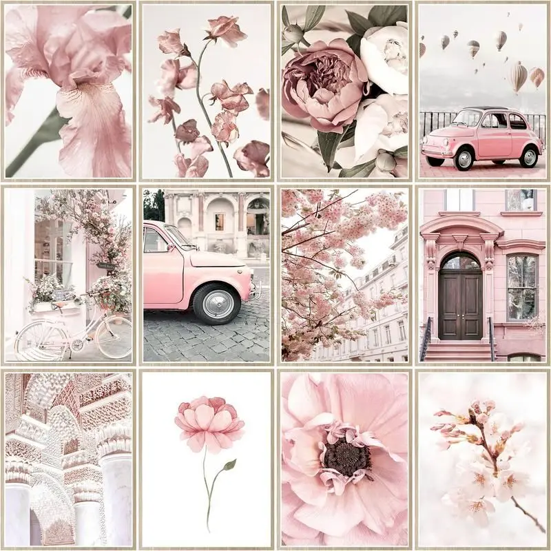

CHENISTORY Oil Painting By Number Pink Landscape Kits Home Decor Pictures By Number Flower Drawing On Canvas Diy Gift
