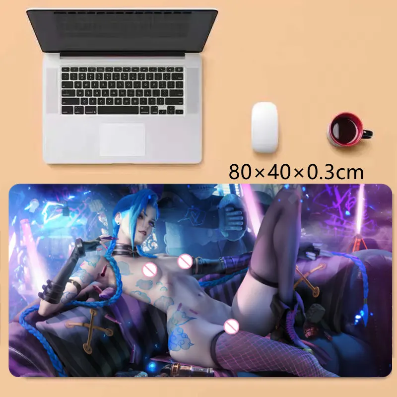 Пикантный 3D коврик для мыши League of Legends Jinx большой игровой силиконовый гелевый