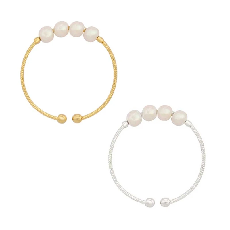 

Beads Ring Spinner Spiral Simulated Pearl Rings Rotate Freely Anti Stress Anxiety Ring Toy For Girl
