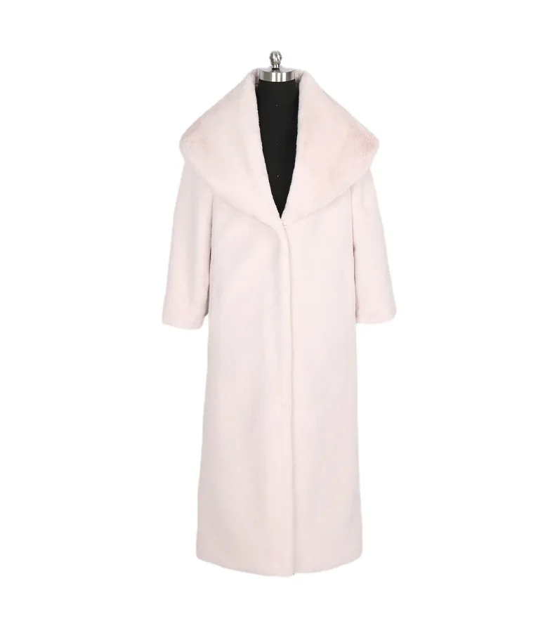 Women's Clothing 2022 Black Mink Velvet Fur Coat Female Long Paragraph Lapel Imitation Fur Coat Autumn and Winter New Warm