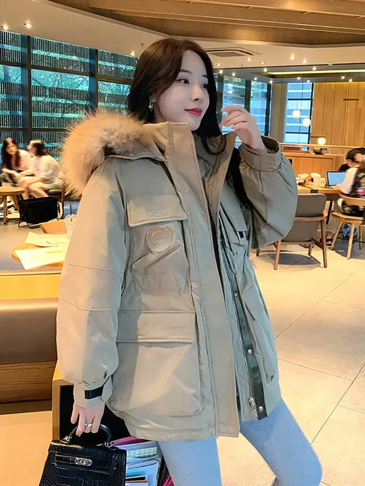 Vielleicht New Thick Loose Parkas Women Winter Puffer Jacket Fashion Fur Hooded Coats Women Military Style Cotton Padded Clothes